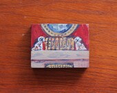 Staffordshire Dogs and Books on a Mantel Interior mini original painting on wood panel 3 x 4 ''