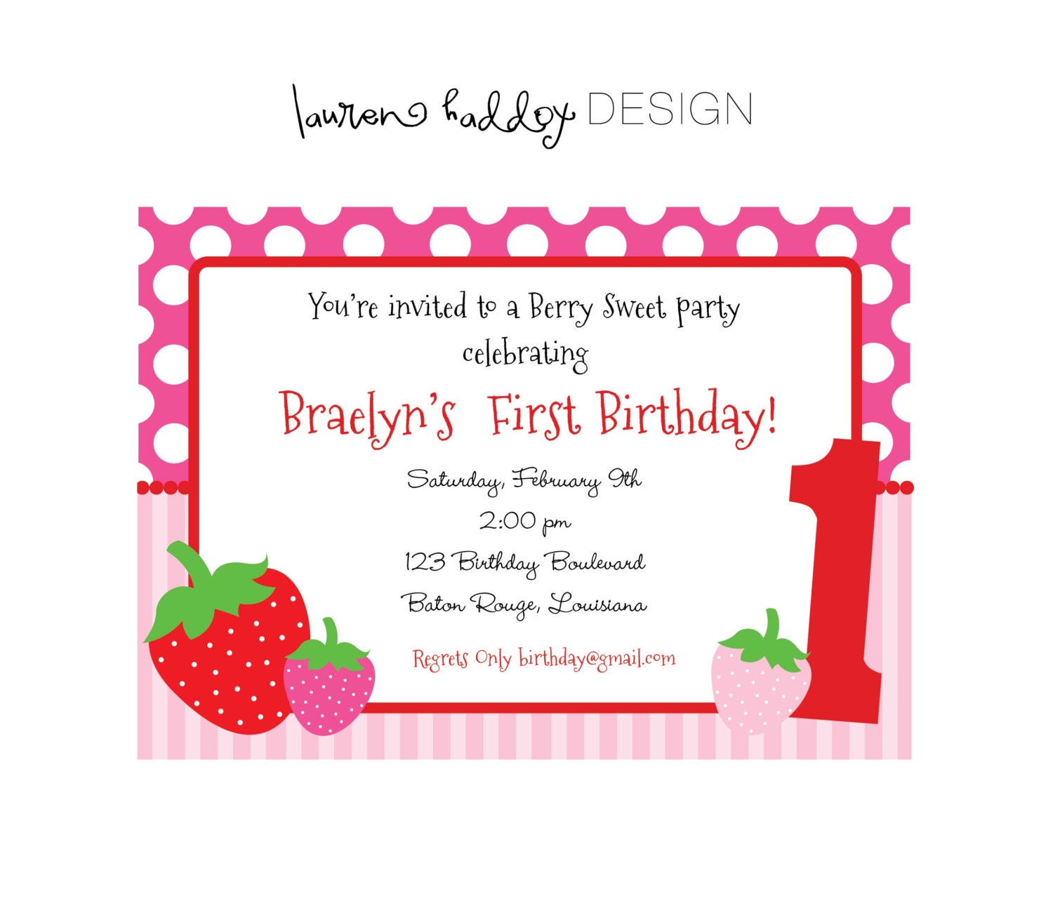 DIY, Strawberry Birthday INVITATION Il_570xn