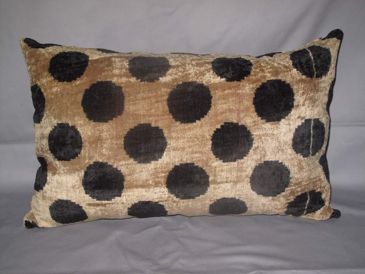 Uzbek ikat, hand made velvet  pillowcase, silk pillow