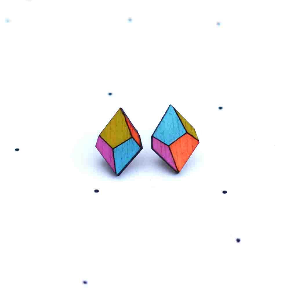 Wooden Laser Cut Geometric Earrings