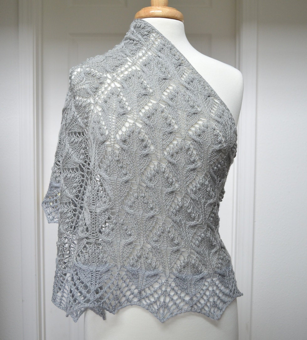 Shawl by Lace Knit. Hand Knitted Lace Shawl "Butterflies". Triangular Wrap, Stole, Scarf. Original design. Choose your color and yarn.