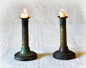 Antique Candle Holders Tarnished French brass
