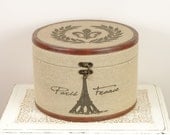 Paris France Burlap Card Box for Wedding - Trunk, travel style Card Box