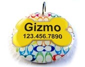Cat Pet Tag Dog Tag Pet id tag Colorful designer Round Circle and bone