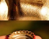 5x7 Set of Two Images (Diptych) Macro Photography - Bottle Cap, Close Up, Red