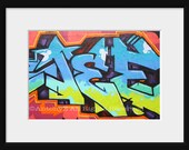 Vibrant Blue Yellow Graffiti 8 x 10 Color Fine Art Print