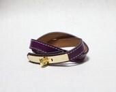 Equestrian Ornament Stitch Leather Bracelet(Purple)