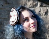 Bridal Fascinator Hair Clip Chocolate Brown and Cream Fall Wedding
