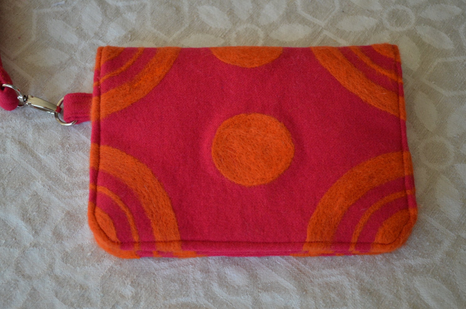 Felted Purse Clutch Pink Orange