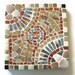 Trivet  Mosaic Wall Art Hanging Brown Turquoise Terracotta Handmade Pottery Ceramic Earth Tones