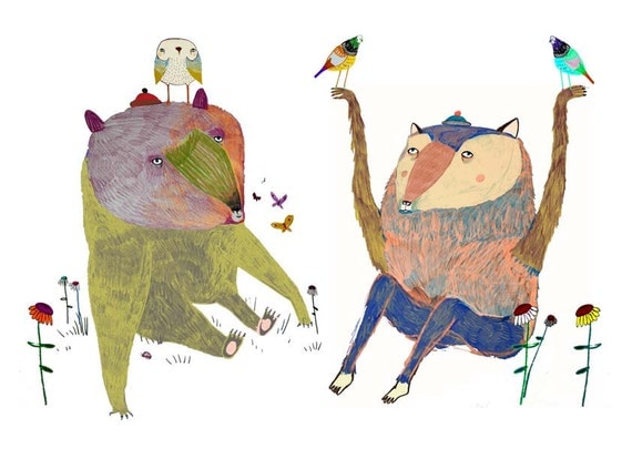 Bears Love Nature. Awesome Kids Decor by illustrator Ashley Percival.