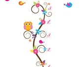 Nursery Wall Decal Vinyl Stickers Children Wall Decal Growth chart Owl Birds