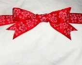 Red with Pink Flowers Ribbon