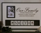 Personalized Family Name Photo Frame Custom Anniversary, Housewarming Gift, Our Family Wooden Picture Home Decor / Wall Decor - Brown