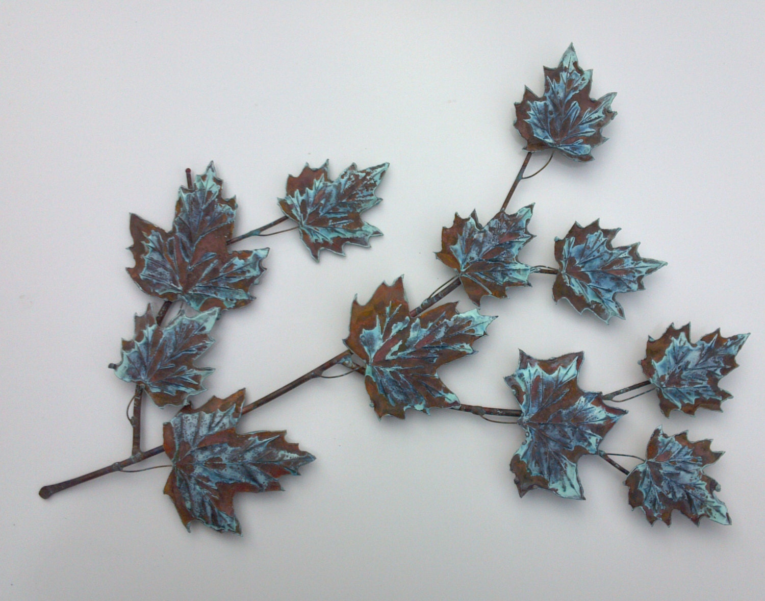 Copper Maple Branch 51:copper art,metal art,metal sculpture,home decor,patina,,wall art,wall decor,American made