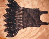 Handmade crochet lace pineapple pattern summer beach girls black shirt dress