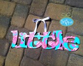 Hand Painted little wooden cut out for sorority gifts in A Little Leg Flamingo Lilly Pulitzer Print