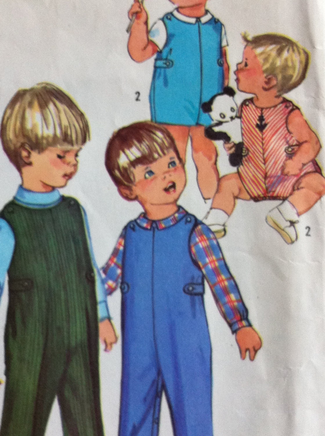 Vintage 60s Overalls in Two Lengths and Shirt Size 2 Simplicity No. 6157 Pattern Simplicity Size 2 VINTAGE 60s