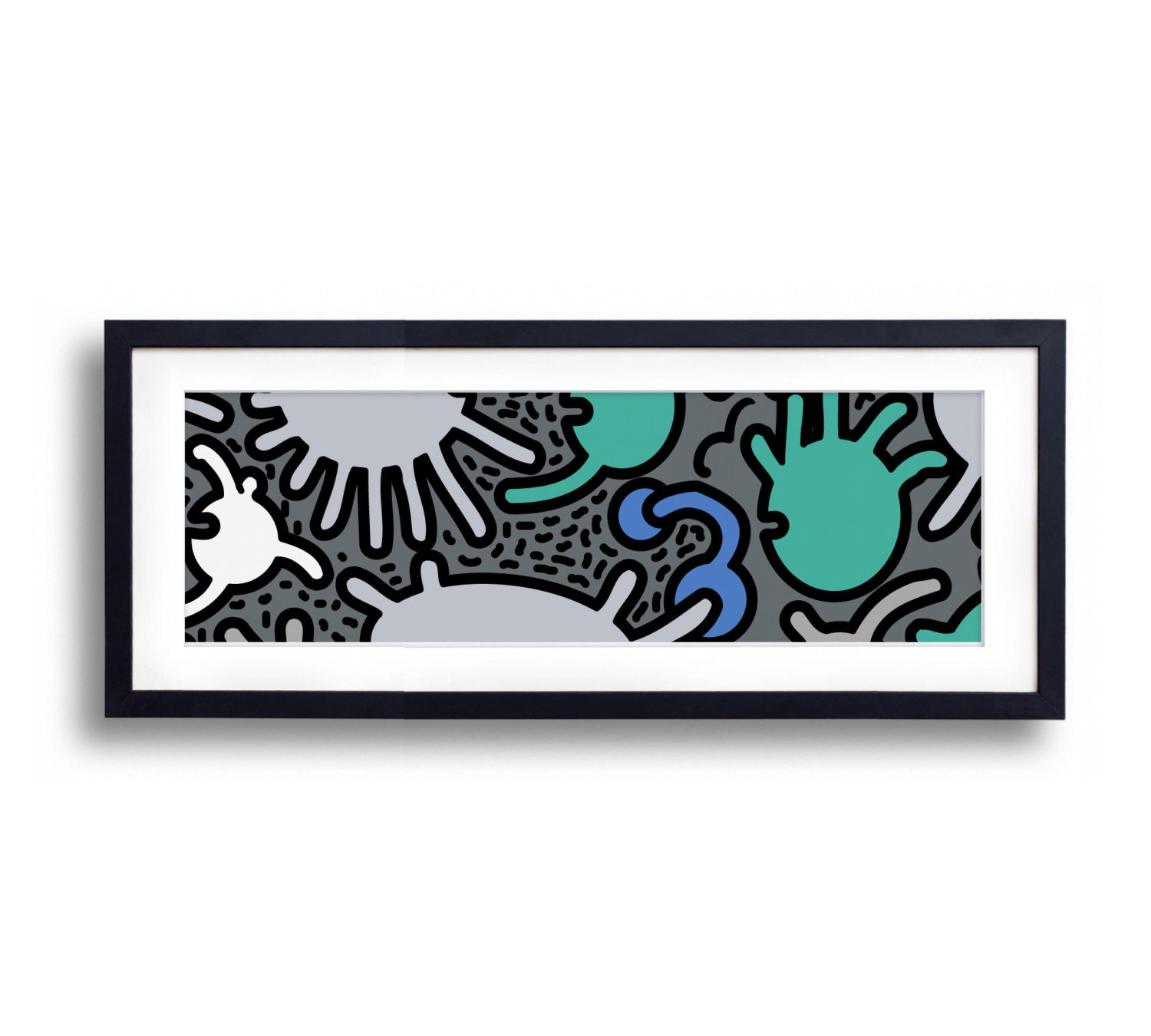 Whatzit 1 - Blue Green Modern Art Print