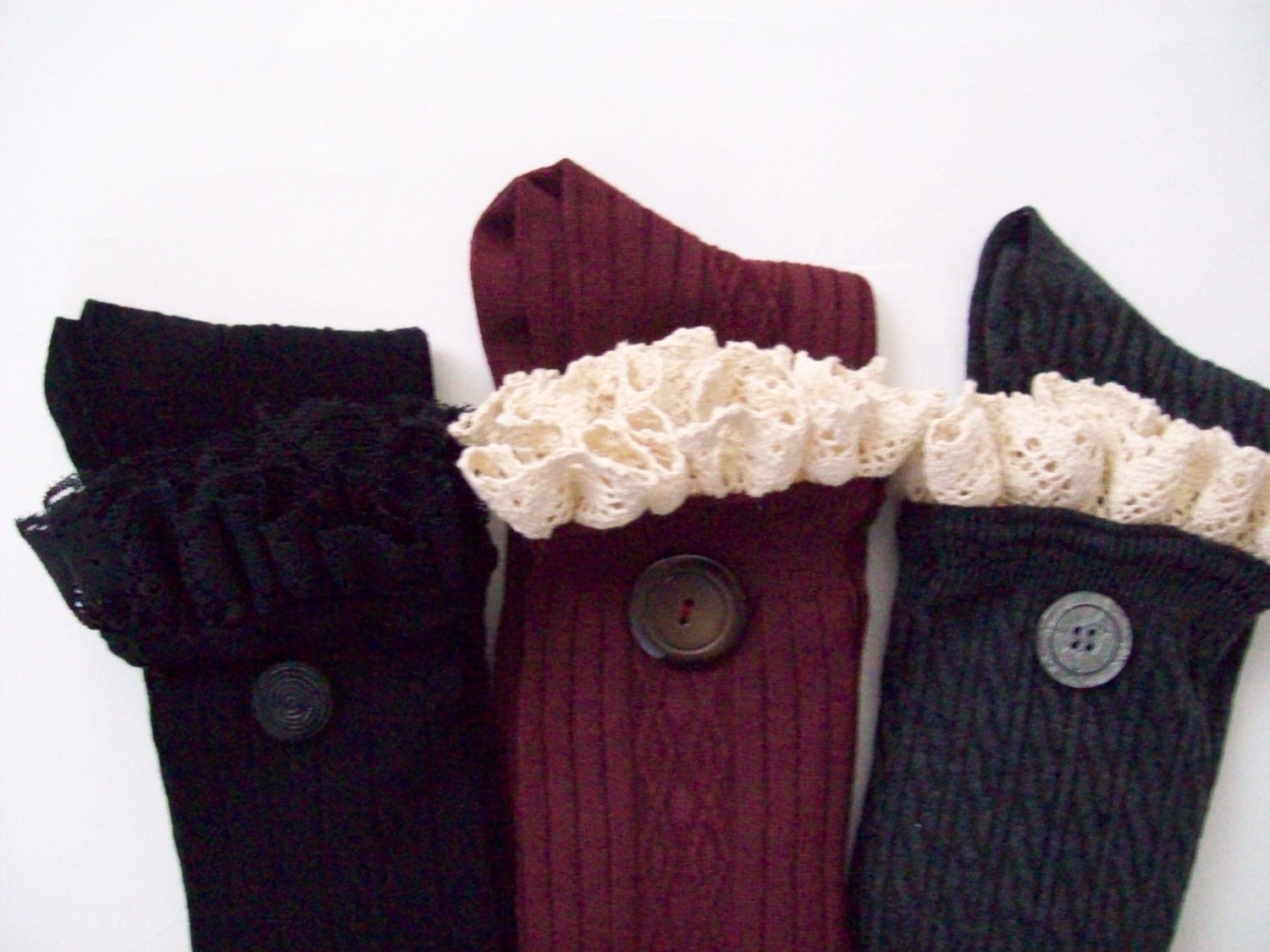 SALE Three Pair Lacey Frilly Girlie Boot Socks SALE