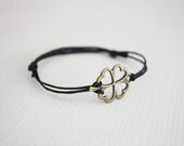 Four Leaf Clover Bracelet, Shamrock, Antique Brass, Bronze