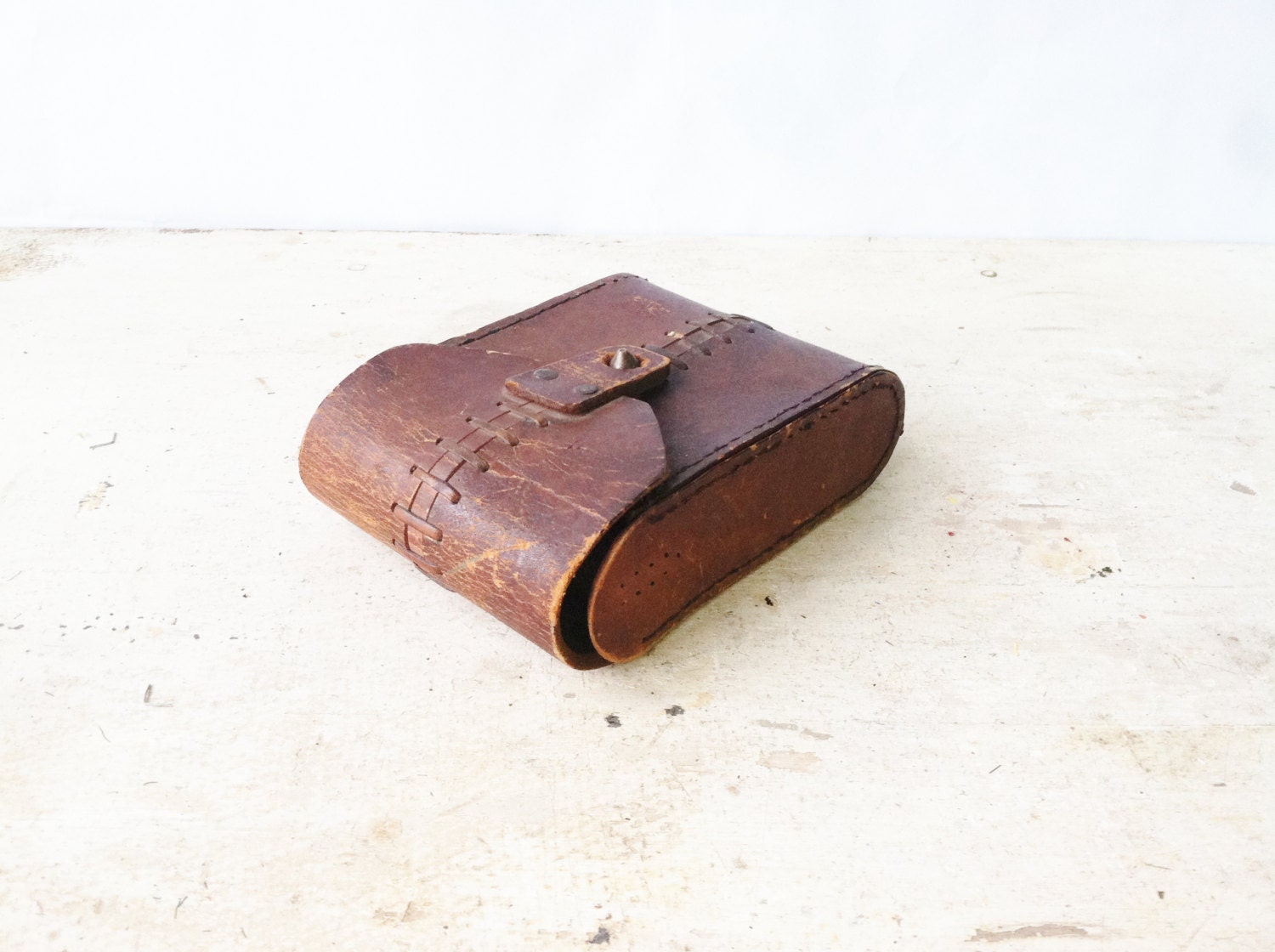 Vintage Leather Binocular Camera Case Clutch