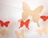 Peach Butterfly Garland - Butterfly Felt Garland - Butterfly Wedding Garland - Peach Butterfly Garland
