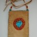 Beaded leather cell phone bag