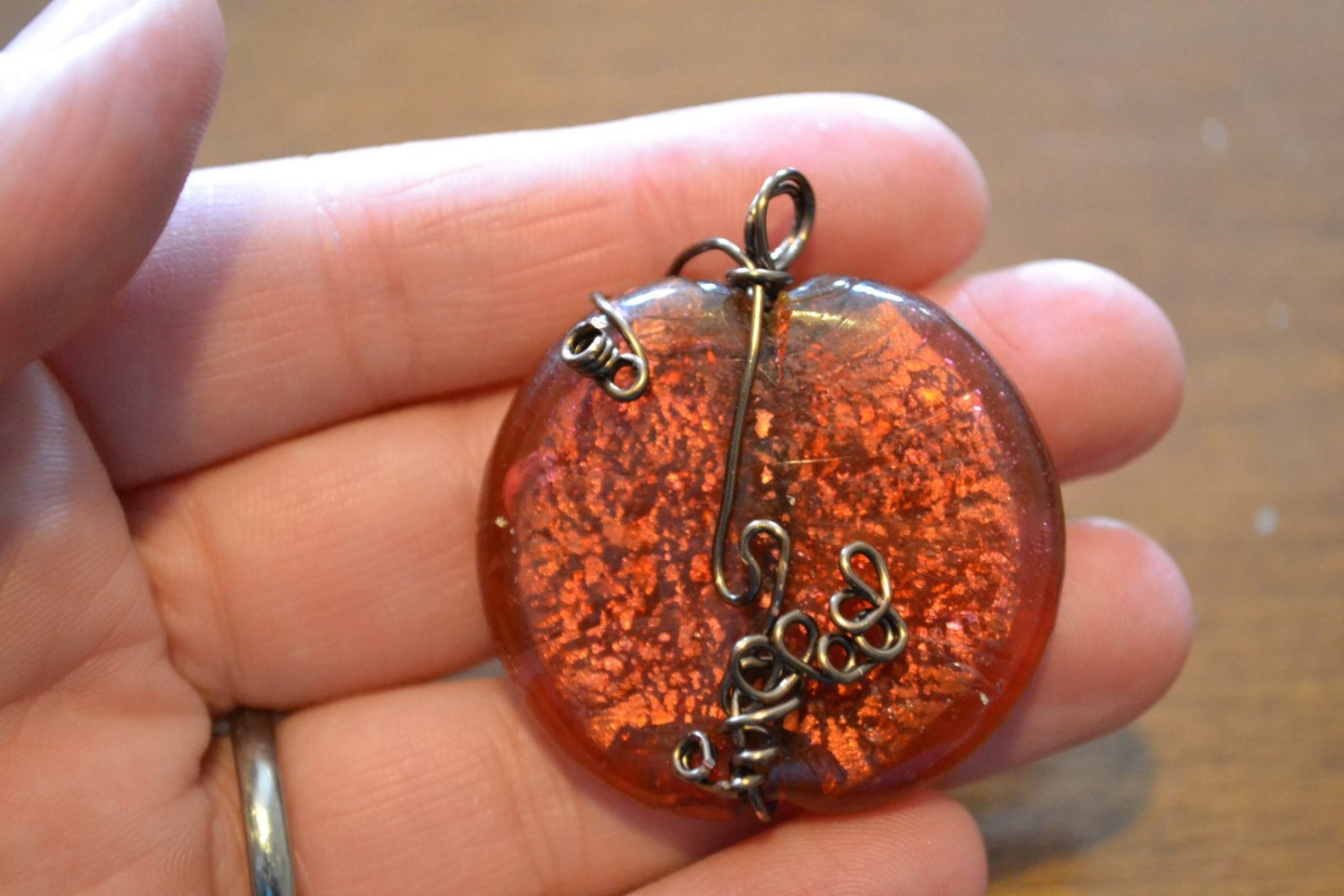 Wire Wrapped Pumpkin Pendant