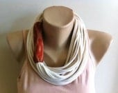 Scarf Necklace- Cream & Katari Ikat Pattern Scarflace