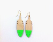 Feather Tip Earrings // Green