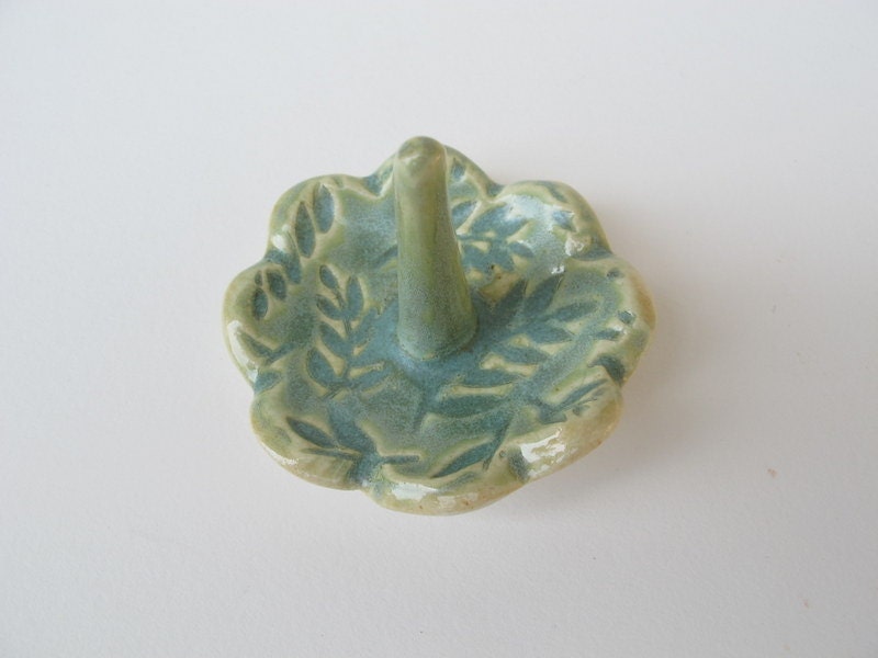 Handmade Ceramic Ring Dish // Pottery Ring Holder // Mint Green