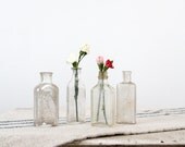 Antique Glass Bottle Collection / Clear Glass Pharmaceutical Bottles