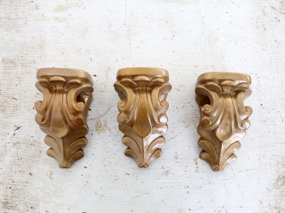 Vintage Wall Sconces / Curtain Rod Holders by 86home on Etsy