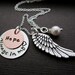 Always in my Heart Personalized Hand Stamped Necklace with Angel Wing