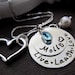 Personalized Heart Necklace, hand stamped Baby Name Necklace, custom Swarovski Birthstone Jewelry - Live - Laugh - Love