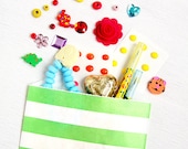 20 Sweet Large Stripe Bags- Green