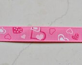 Scattered Heart on hot pink 3/8" grosgrain ribbon Valentines Il_170x135