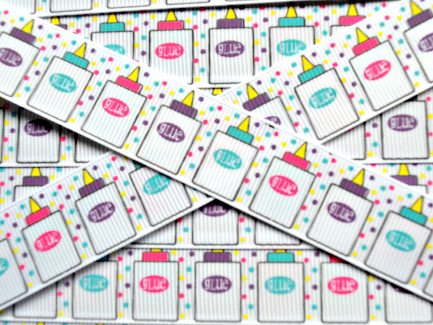 Tres Chic Princess Back to School Glue bottles on 7/8" grosgrain ribbon- spring Il_170x135