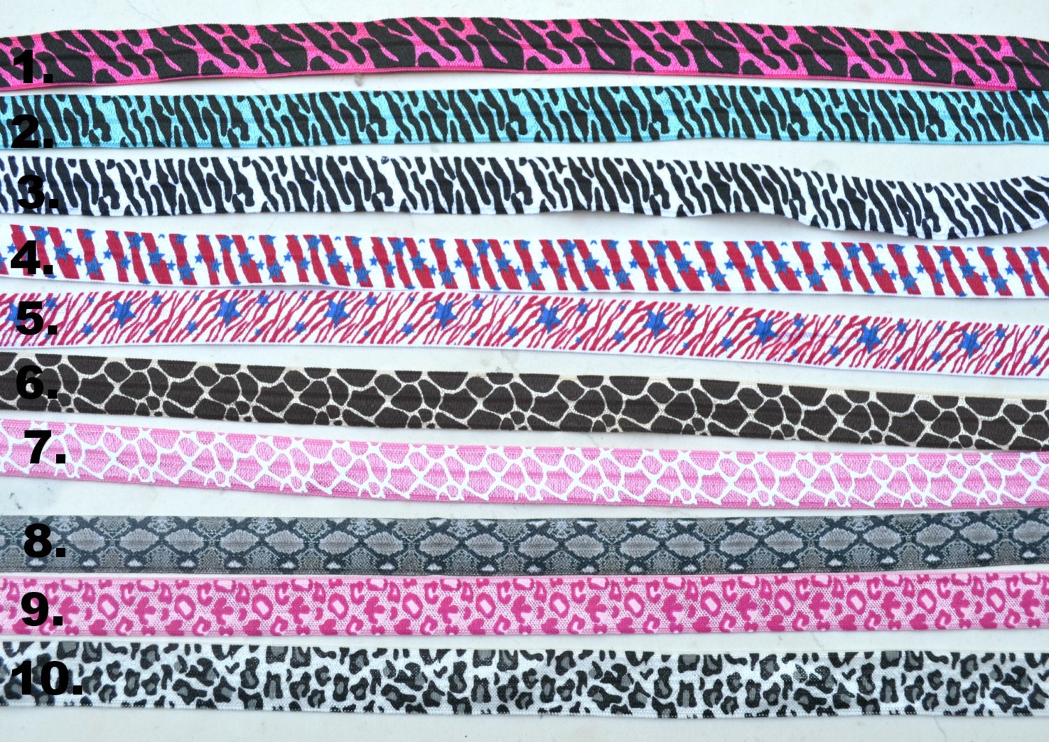 Animal Print 5/8" Fold over elastic - Printed 10 styles