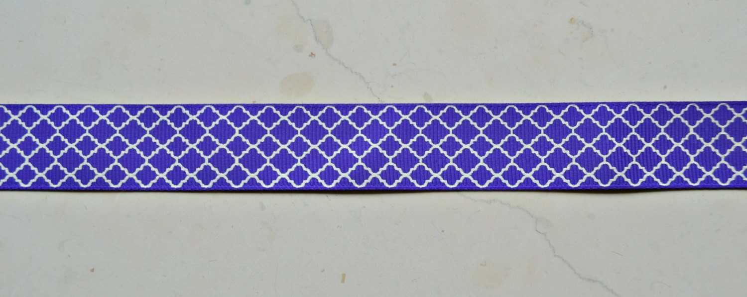 Beautiful Purple quatrefoil 7/8" grosgrain ribbon- wedding Il_570xn