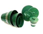 Vintage Flowerpots Green Metal Nesting Planters 1950s
