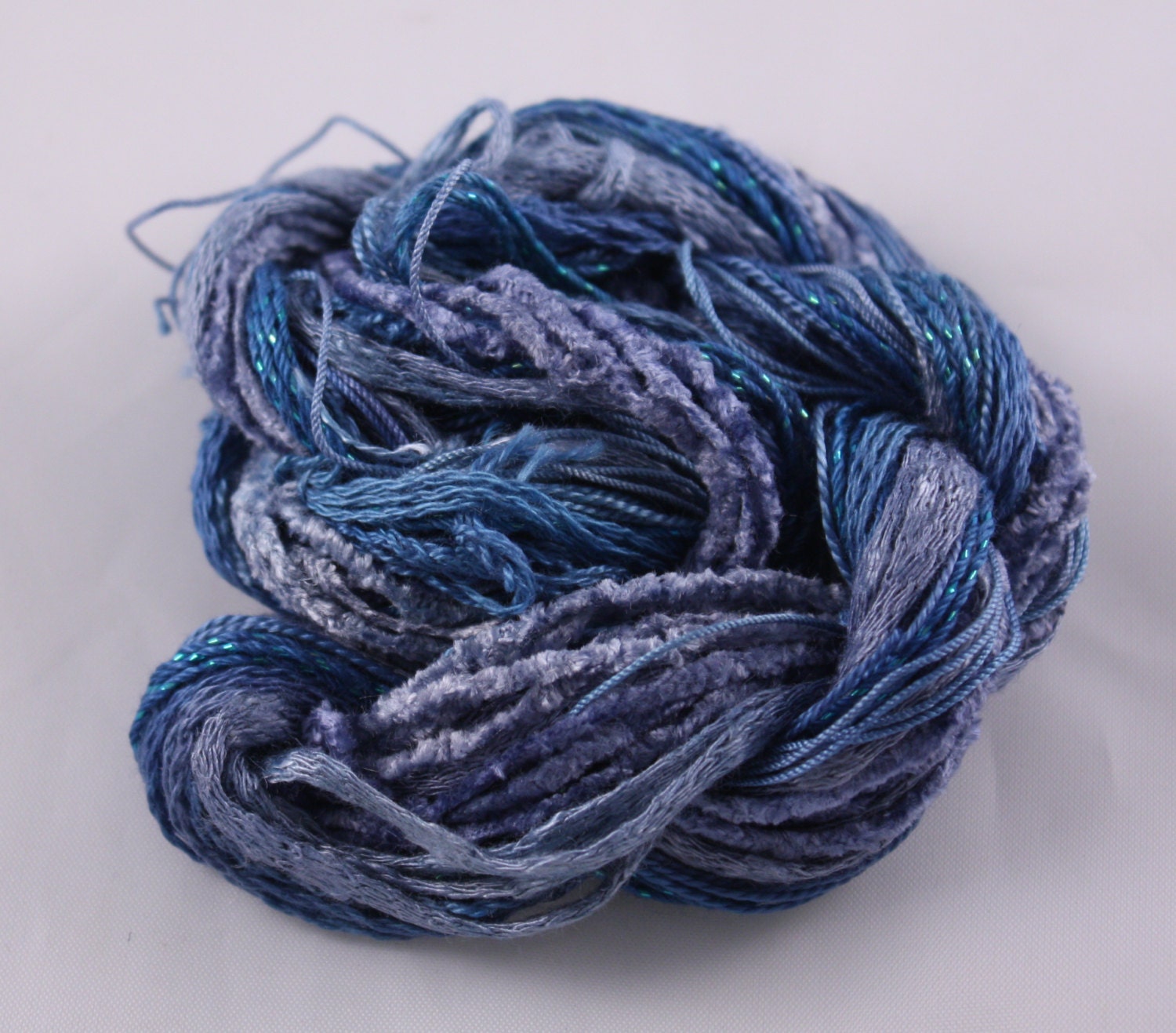 Embroidery Thread cotton perle Variegated Hand Dyed  Pastel Ocean Blue Aqua textile art