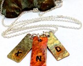 Personalized Initials rectangle tags necklace, hand stamped metal tags, sterling silver necklace, Custom necklace
