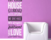 2-Color In this House Family Rules Saying Subway Art Vinyl Wall Decals Stickers Art Decor Mural