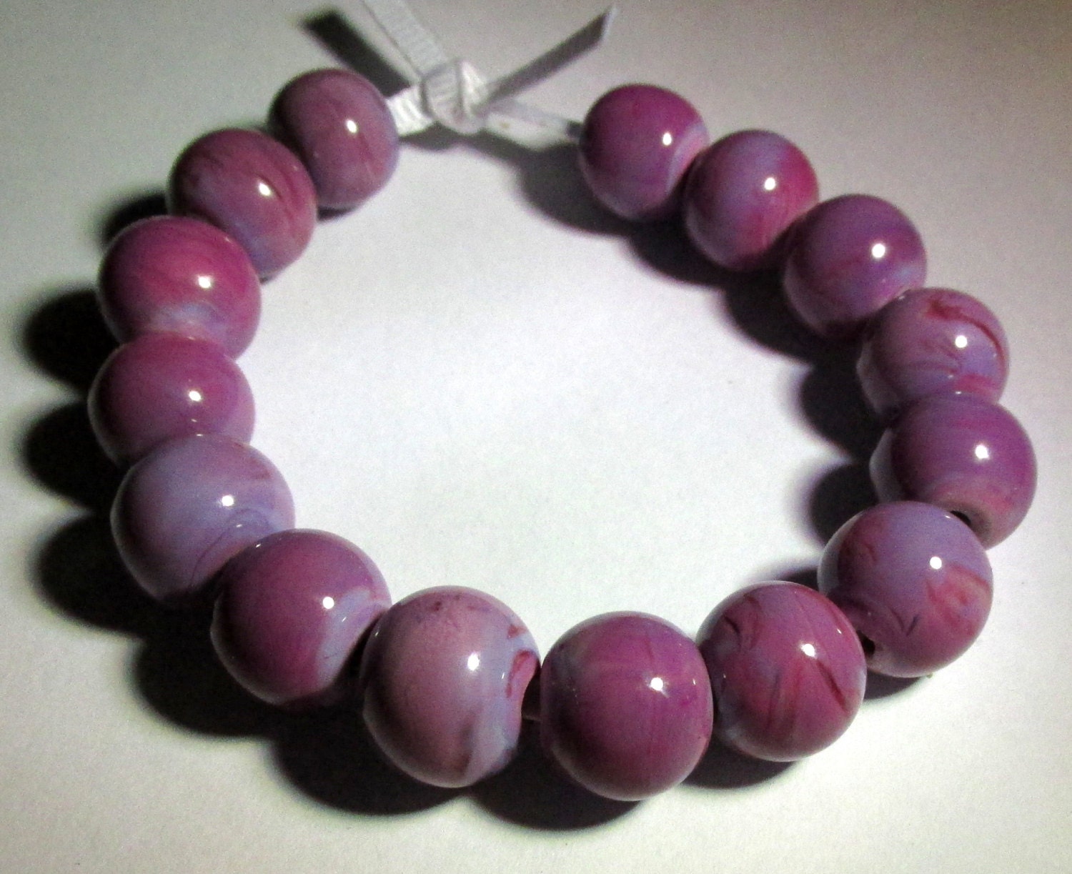 Handmade Lampwork Purple Rose Round Beads(15)- Spring Time Collection - LEteam