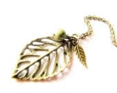 Leaf Necklace Vintage Like Necklace Leaf Filigree Pendant Rustic Casual Jewelry Charm Necklace