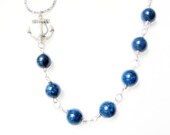 Navy Blue Nautical Necklace Anchor Necklace Sailor Jewelry Silver Anchor Necklace Ocean Beach Wear Seashore
