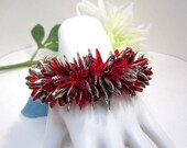 Red Beadwork Bracelet - Nontraditional - Volcanic Hedgehog