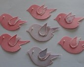 Pink - Lavender Pastel Birdies, glittered with pearl eye